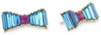 Betsey Johnson Iconic Blue Lagoon Crystal Bow Stud Earrings