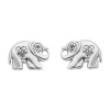.925 Sterling Silver Rhodium Plated Elephnat CZ Stud Earrings with Screw-back for Children & Women
