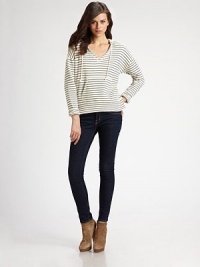 Striped staple with a drawstring hood, split kangaroo pocket and trendy dropped shoulders. Drawstring hoodV-neckDropped shouldersLong sleevesSplit kangaroo PocketViscoseCottonImportedModel shown is 5'9½ (176cm) wearing US size Small. Striped staple with a drawstring hood, split kangaroo pocket and trendy dropped shoulders. Drawstring hoodV-neckDropped shouldersLong sleevesSplit kangaroo PocketViscoseCottonImportedModel shown is 5'9½ (176cm) wearing US size Small.