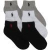 Polo Ralph Lauren boys quarter socks black/grey/white 6pairs - 4-7 (shoe size 10-13)