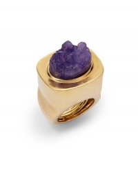 THE LOOKRectangle silhouetteOval druzy accentGoldplated brass settingTHE MEASUREMENTWidth, about .75Length, about 1ORIGINMade in USA THE LOOKRectangle silhouetteOval druzy accentGoldplated brass settingTHE MEASUREMENTWidth, about .75Length, about 1ORIGINMade in USA