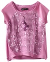 Baby Phat - Kids Girls 7-16 Sequin High Low Tee, Purple, Large