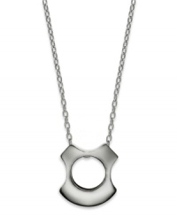 Be a soldier to great style. Giani Bernini's smooth shield pendant is crafted in sterling silver and comes on a matching chain. Approximate length: 18 inches. Approximate drop: 1/2 inch. Be a soldier to great style. Giani Bernini's smooth shield pendant is crafted in sterling silver and comes on a matching chain. Approximate length: 18 inches. Approximate drop: 1/2 inch.
