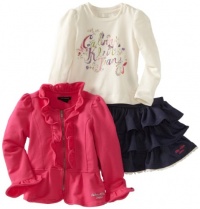 Calvin Klein Girls 2-6X Jacket with Long Sleeve Tee and Denim Short, Pink, 6X Calvin Klein Girls 2-6X Jacket with Long Sleeve Tee and Denim Short, Pink, 6X