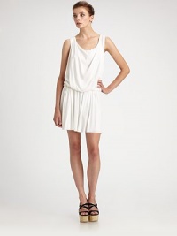 The Grecian goddess, reinterpreted for a modern age in an artfully gathered style of silk.Draped neck Gathered waist Keyhole back with button-and-loop closure About 16 from natural waist Dry clean Imported The Grecian goddess, reinterpreted for a modern age in an artfully gathered style of silk.Draped neck Gathered waist Keyhole back with button-and-loop closure About 16 from natural waist Dry clean Imported