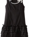 Bloome Girls 7-16 Knit Dress With Pearl Necklace, Black, 14