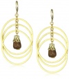 Rachel Reinhardt Nicole Textured Gold Hoop and Wood Drop Earrings