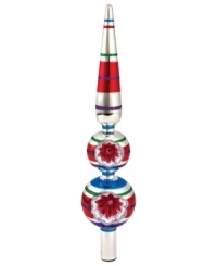 The new star of your tree, this finial ornament from Christopher Radko features a bright silver sheen with bands of bold color and two vintage-style reflectors. The new star of your tree, this finial ornament from Christopher Radko features a bright silver sheen with bands of bold color and two vintage-style reflectors.