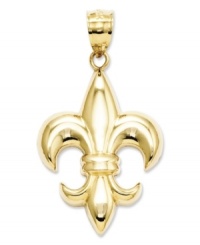 Perfect fashion for the Francophile. This iconic Fleur De Lis charm shines in polished 14k gold. Chain not included. Approximate length: 1-1/5 inches. Approximate width: 7/10 inch.