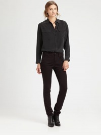 Cut from comfortable stretch denim, these flattering high-rise skinnies are bound to become your everyday staple. THE FITHigh rise, about 9½Inseam, about 32THE DETAILSZip flyFour-pocket style92% cotton/7% polyester/1% spandexMachine washMade in USAModel shown is 5'11 (178cm) wearing US size 4. Cut from comfortable stretch denim, these flattering high-rise skinnies are bound to become your everyday staple. THE FITHigh rise, about 9½Inseam, about 32THE DETAILSZip flyFour-pocket style92% cotton/7% polyester/1% spandexMachine washMade in USAModel shown is 5'11 (178cm) wearing US size 4.