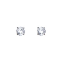 14K White Gold 4mm Round CZ Solitaire Basket Stud Earrings with Screw-back for Children and Women 14K White Gold 4mm Round CZ Solitaire Basket Stud Earrings with Screw-back for Children and Women