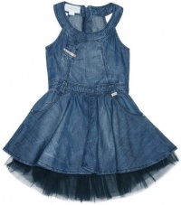 Diesel Girls 7-16 Doki Denim Dress With Tulle Skirt, Indigo, 7 Years Diesel Girls 7-16 Doki Denim Dress With Tulle Skirt, Indigo, 7 Years