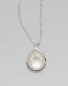 From the Wonderland Collection. Gorgeous, faceted mother-of-pearl stone in sleek sterling silver on a link chain. Sterling silverMother-of-pearlLength, about 16 to 18 adjustablePendant size, about ½Lobster clasp closureImported 