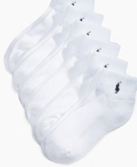 Ralph Lauren's signature quality and comfort in a six pack of affordable cotton socks. Ralph Lauren's signature quality and comfort in a six pack of affordable cotton socks.