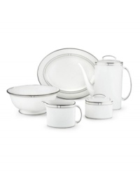 Leave it to kate spade to improve the traditional china pattern. Reminiscent of seed pearls, her signature monogram lends a lustrous accent to the Noel Alabaster creamer. Leave it to kate spade to improve the traditional china pattern. Reminiscent of seed pearls, her signature monogram lends a lustrous accent to the Noel Alabaster creamer.