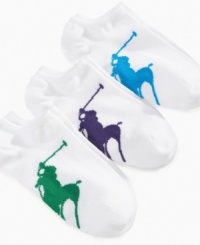 These socks from Ralph Lauren have a touch of color to spice up her foot fashion an come in a sporty ped length perfect for warm weather. These socks from Ralph Lauren have a touch of color to spice up her foot fashion an come in a sporty ped length perfect for warm weather.