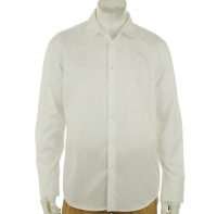 INC International Concepts Men's White Vertical Striped Dress Shirt INC International Concepts Men's White Vertical Striped Dress Shirt