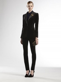 Cotton velvet, tailored in a skinny silhouette and accented with a tuxedo-inspired satin detail.Banded waistSide slash pocketsSatin trim98% cotton/2% elastaneDry cleanMade in ItalyModel shown is 5'11 (180cm) wearing US size 4. Cotton velvet, tailored in a skinny silhouette and accented with a tuxedo-inspired satin detail.Banded waistSide slash pocketsSatin trim98% cotton/2% elastaneDry cleanMade in ItalyModel shown is 5'11 (180cm) wearing US size 4.