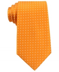 Get spotted. With a citrus punch, this Tommy Hilfiger tie gives your work wardrobe a fresh update. Get spotted. With a citrus punch, this Tommy Hilfiger tie gives your work wardrobe a fresh update.
