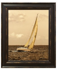 Come sail away. A single boat alone on the horizon makes the breezy art print a quiet yet captivating addition to any seafarer's home. With a dark wooden frame for rustic appeal. Come sail away. A single boat alone on the horizon makes the breezy art print a quiet yet captivating addition to any seafarer's home. With a dark wooden frame for rustic appeal.