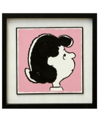 The Peanuts' resident fuss-budget and bully, Lucy van Pelt, opts for a profile shot in this essential art print for comic-strip fans. The Peanuts' resident fuss-budget and bully, Lucy van Pelt, opts for a profile shot in this essential art print for comic-strip fans.