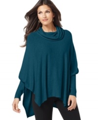 Get on trend with this stylish poncho sweater from Alfani – they combined the best of both looks to create a chic, comfy piece that you'll want to wear all season long! Get on trend with this stylish poncho sweater from Alfani – they combined the best of both looks to create a chic, comfy piece that you'll want to wear all season long!