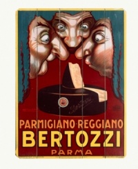 Three judges come to a verdict on quality and aroma in this comical ad for Bertozzi's famous Parmigiano cheese. A taste of Italy, this unique wall art is ripe for your kitchen. Three judges come to a verdict on quality and aroma in this comical ad for Bertozzi's famous Parmigiano cheese. A taste of Italy, this unique wall art is ripe for your kitchen.