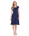 Jessica Howard Women's Cap Sleeve Knot Neck Fit And Flare Dress