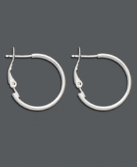 Spice up every ensemble with a simple pair of hoops. A stylish must-have for your accessory collection, these smooth sterling silver hoops feature a lever backing. Approximate diameter: 1 inch. Spice up every ensemble with a simple pair of hoops. A stylish must-have for your accessory collection, these smooth sterling silver hoops feature a lever backing. Approximate diameter: 1 inch.