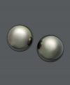Earrings as exotic as their origin. Tahitian pearl studs (10-11 mm) set in 14k white gold are an absolute must-have. Approximate diameter: 1/2 inch.