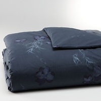 Edo-period inspired irises on rice paper done with grey bamboo printed on percale in colors of late evening. Duvet has hidden button closure. Duvets and shams are self-reversing. Edo-period inspired irises on rice paper done with grey bamboo printed on percale in colors of late evening. Duvet has hidden button closure. Duvets and shams are self-reversing.