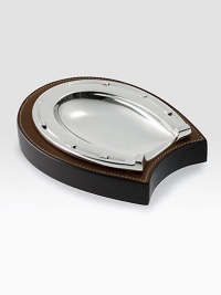 Cast in a horseshoe shape, this essential trinket tray is a rustic yet refined addition to the well-appointed desk. 5½W X 6LSilverplated brass and saddle leatherImported Cast in a horseshoe shape, this essential trinket tray is a rustic yet refined addition to the well-appointed desk. 5½W X 6LSilverplated brass and saddle leatherImported