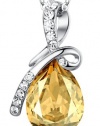 ARCO IRIS Eternal Love Teardrop Swarovski Elements Crystal Pendant Necklace for Women W 18k White Gold Plated Chain Gold Tone Yellow Topaz