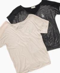 Fun brilliant short sleeve top by Baby Phat has dazzling glitter to use in any occasion. Fun brilliant short sleeve top by Baby Phat has dazzling glitter to use in any occasion.