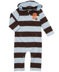 The next big thing. He'll win over all the fans in this sporty coverall from Carter's. The next big thing. He'll win over all the fans in this sporty coverall from Carter's.