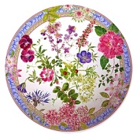 Millefleurs was inspired by flowers in a European garden as well as antique tableware. Its delicate renderings of pansies, roses, and thistles are blended with a vintage border in a contemporary color palette. Sophisticated, yet fresh and youthful. Millefleurs was inspired by flowers in a European garden as well as antique tableware. Its delicate renderings of pansies, roses, and thistles are blended with a vintage border in a contemporary color palette. Sophisticated, yet fresh and youthful.