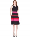 Colorful stripes sweeten this classic A-ine dress from Anne Klein, making it easy to infuse fresh hues into your work wardrobe.