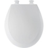 Bemis 500EC000 Molded Wood Round Toilet Seat With Easy Clean and Change Hinge, White