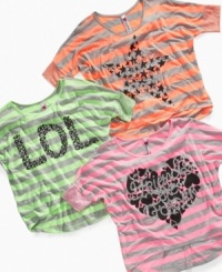 Say it with sparkles. She can keep it cool in one of these breezy sparkle graphic t-shirts from Beautees. Say it with sparkles. She can keep it cool in one of these breezy sparkle graphic t-shirts from Beautees.