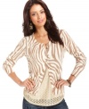 Add a pop of print to your fall look with this Lucky Brand Jeans zebra-striped cardigan -- a hot layering piece!
