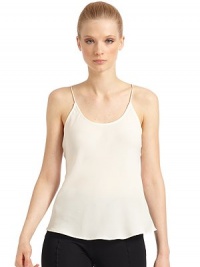 THE LOOKSkinny shoulder strapsDouble scoopneckA-line shapeTHE FITAbout 22 from shoulder to hemTHE MATERIAL93% silk/7% elastaneCARE & ORIGINDry cleanMade in ItalyModel shown is 5'10½ (179cm) wearing US size 4. THE LOOKSkinny shoulder strapsDouble scoopneckA-line shapeTHE FITAbout 22 from shoulder to hemTHE MATERIAL93% silk/7% elastaneCARE & ORIGINDry cleanMade in ItalyModel shown is 5'10½ (179cm) wearing US size 4.
