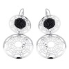 .925 Sterling Silver Rhodium Coated Kaleidoscope Hanging Jewel Encrusted Earrings with Fishhook