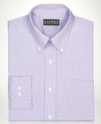 Keep it trim with the sleek silhouette of this slim-fit dress shirt from Lauren by Ralph Lauren. Keep it trim with the sleek silhouette of this slim-fit dress shirt from Lauren by Ralph Lauren.