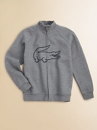 The requisite croc logo adds authentic style to this ultra-soft, ultra-cozy, long-sleeved essential.Ribbed stand collarLong raglan sleevesFull-zip frontSlash pocketsRibbed hemCotton/PolyesterMachine washImported The requisite croc logo adds authentic style to this ultra-soft, ultra-cozy, long-sleeved essential.Ribbed stand collarLong raglan sleevesFull-zip frontSlash pocketsRibbed hemCotton/PolyesterMachine washImported