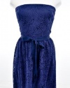 Trina Turk Navy Blue Lace Zafira Strapless Dress