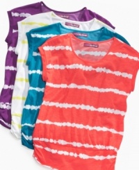 With tie-dye-inspired stripes, this dolman-sleeve top from Epic Threads is the perfect style to catch the sun from summer into fall. With tie-dye-inspired stripes, this dolman-sleeve top from Epic Threads is the perfect style to catch the sun from summer into fall.