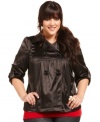 Rendered from soft satin, this American Rag plus size jacket is a great lightweight companion for your autumn wardrobe!