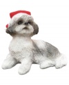 A fetching gift for animal lovers, the Shih Tzu Christmas ornament depicts a show-stopping silver and white pup waiting patiently for treats and dressed for the season. From Sandicast.