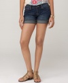 Go for boho-inspired style this season in these shorts from Lucky Brand Jeans. A frayed hem gives them the well-worn look of cut-off jeans, while a whiskered wash recalls vintage favorites.