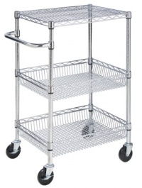 Honey-Can-Do CRT-01451 Heavy Duty Rolling Utility Cart, Chrome Wire, 3-Tier Honey-Can-Do CRT-01451 Heavy Duty Rolling Utility Cart, Chrome Wire, 3-Tier